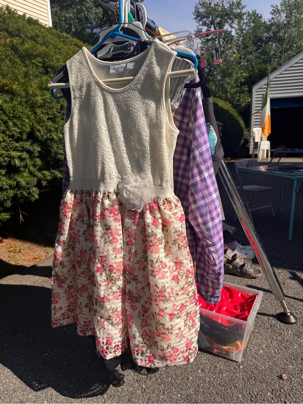 The Children's Place Cream and Pink Floral Sleeveless Dress